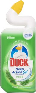 Duck Toilet Cleaner, Deep Action Gel, Removes Stains and Eliminates Odors, Pine Scent, 750ml